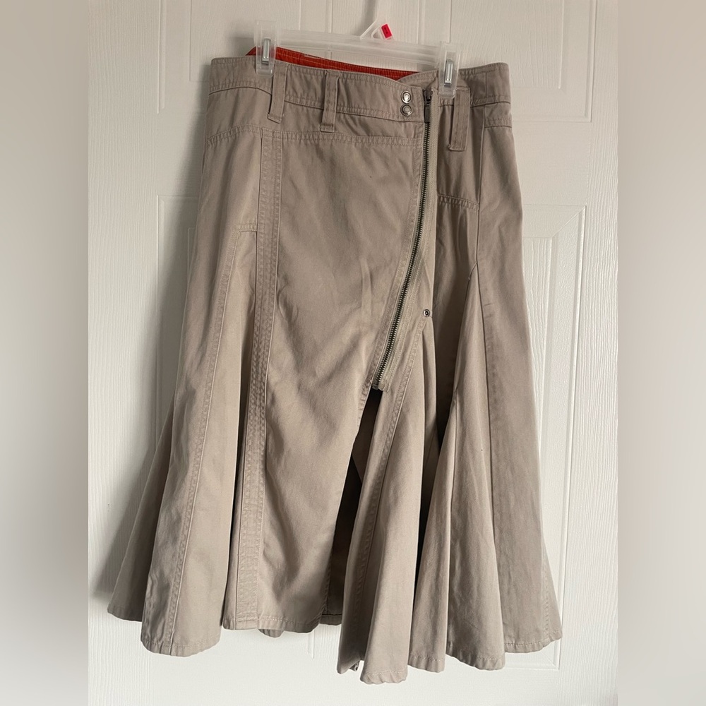 Smart Set Cream Cotton Wrap Front Midi Skirt A Line Classic Preppy 5